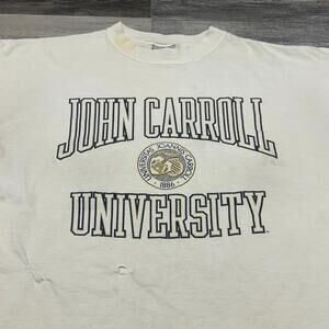 Vintage Gear For Sports John Carroll University White XL Spellout NCCA T-Shirt‎